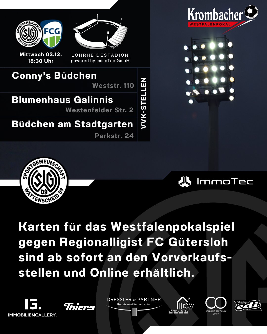 Vorverkaufsinfos Westfalenpokal
